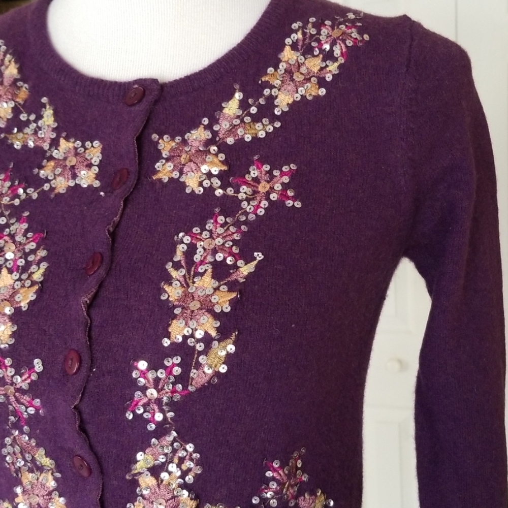 French Connection Wool Sequin Cropped Cardigan - image 2